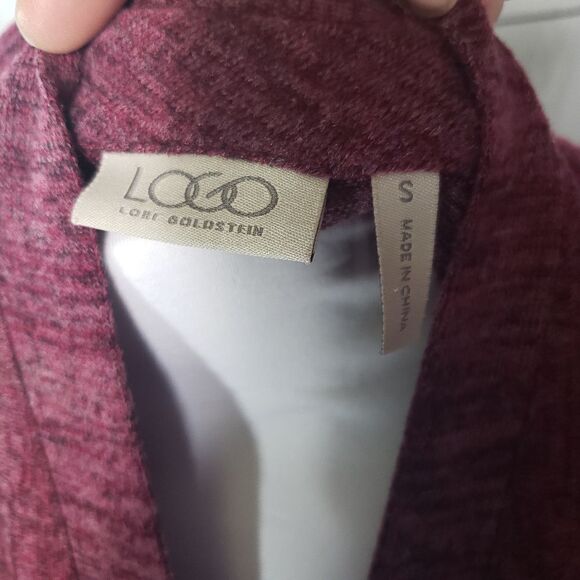 LOGO Lori Goldstein Knit Cardigan faux suede  S - Picture 2 of 8